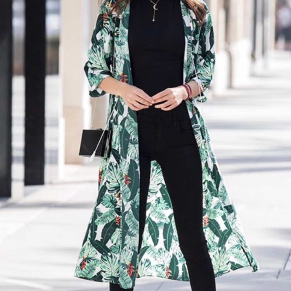 NWT Rachel Zoe Palm Print Duster